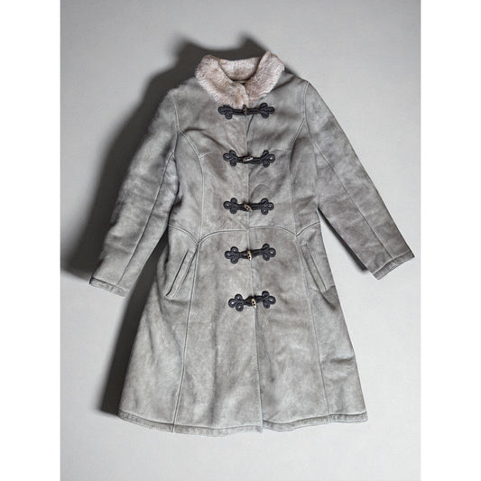 Vintage Sheepskin Shearling Fur Suede Penny Lane Style Medium Women Fitted