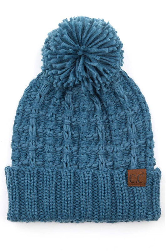 C.C Slipstitch Pom Cuff Beanie Winter Hat