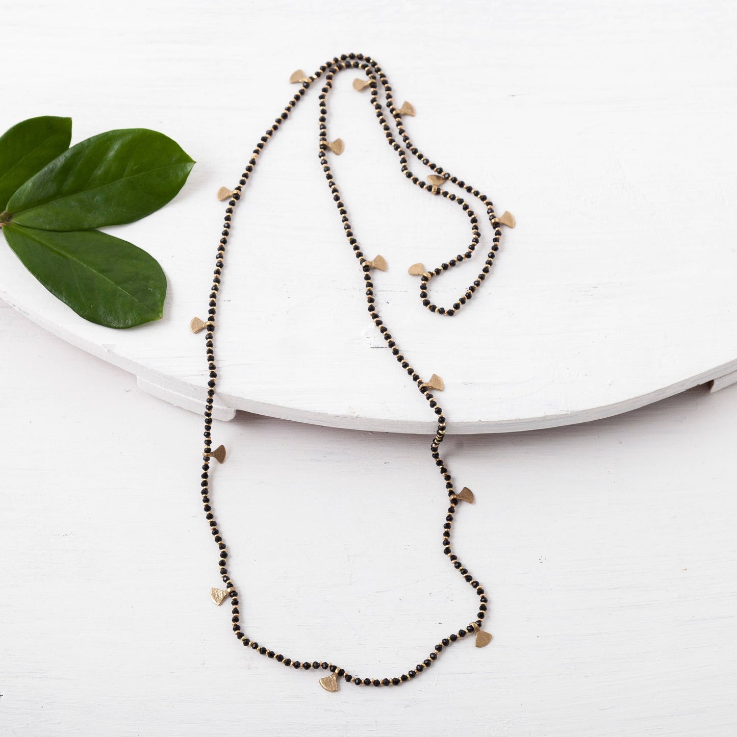 Beaded Brass Fan Necklace - Best Seller