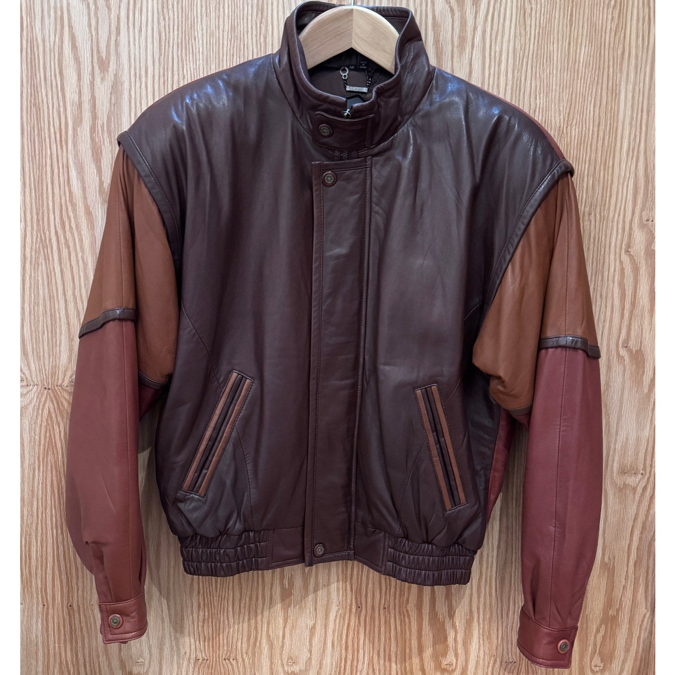 Vintage Saxony Leather Comber Monochrome Brown Men's L Rare Immaculate