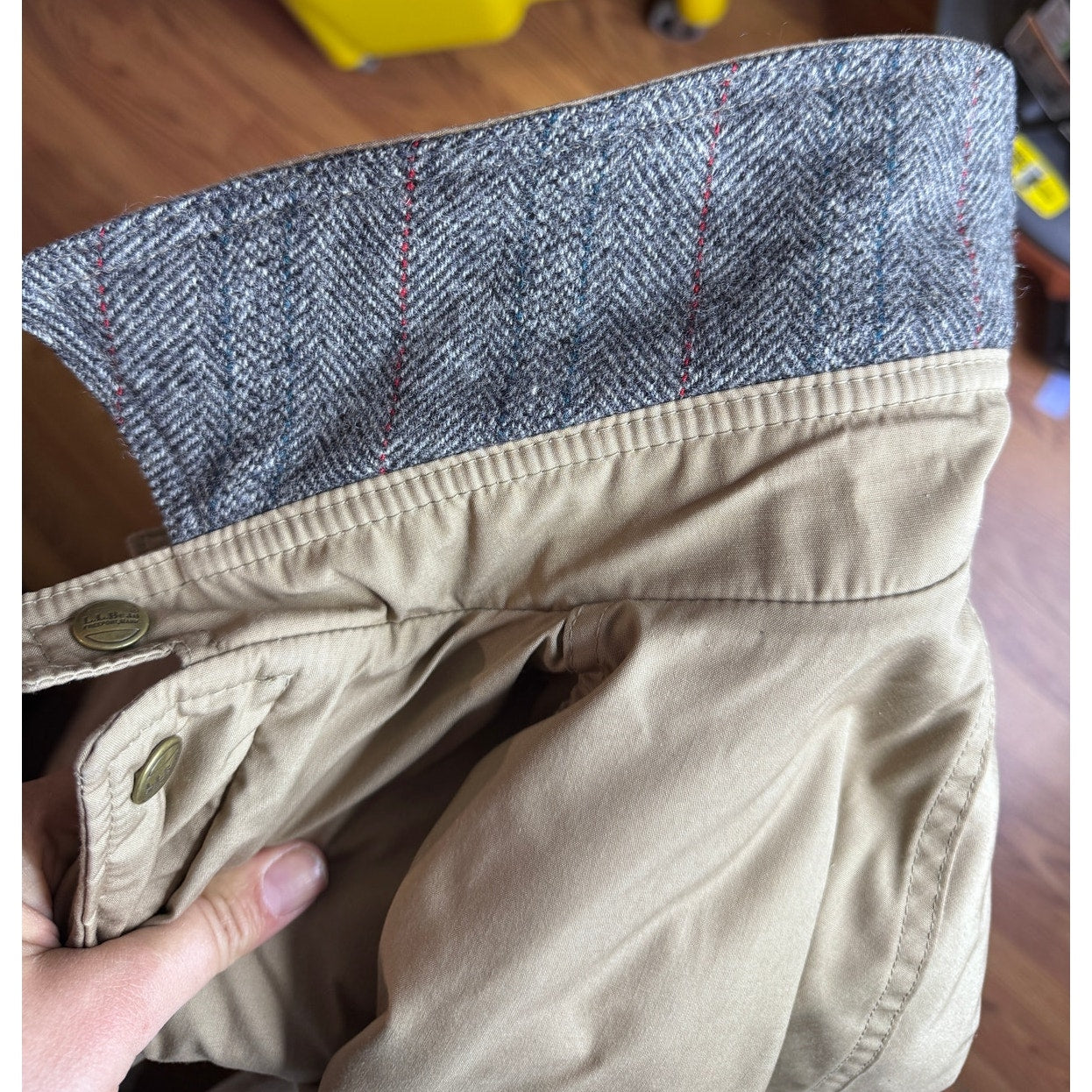 Vintage LL Bean Khaki Tan Stadium Parka Overcoat Mens Wool Lined M Men's