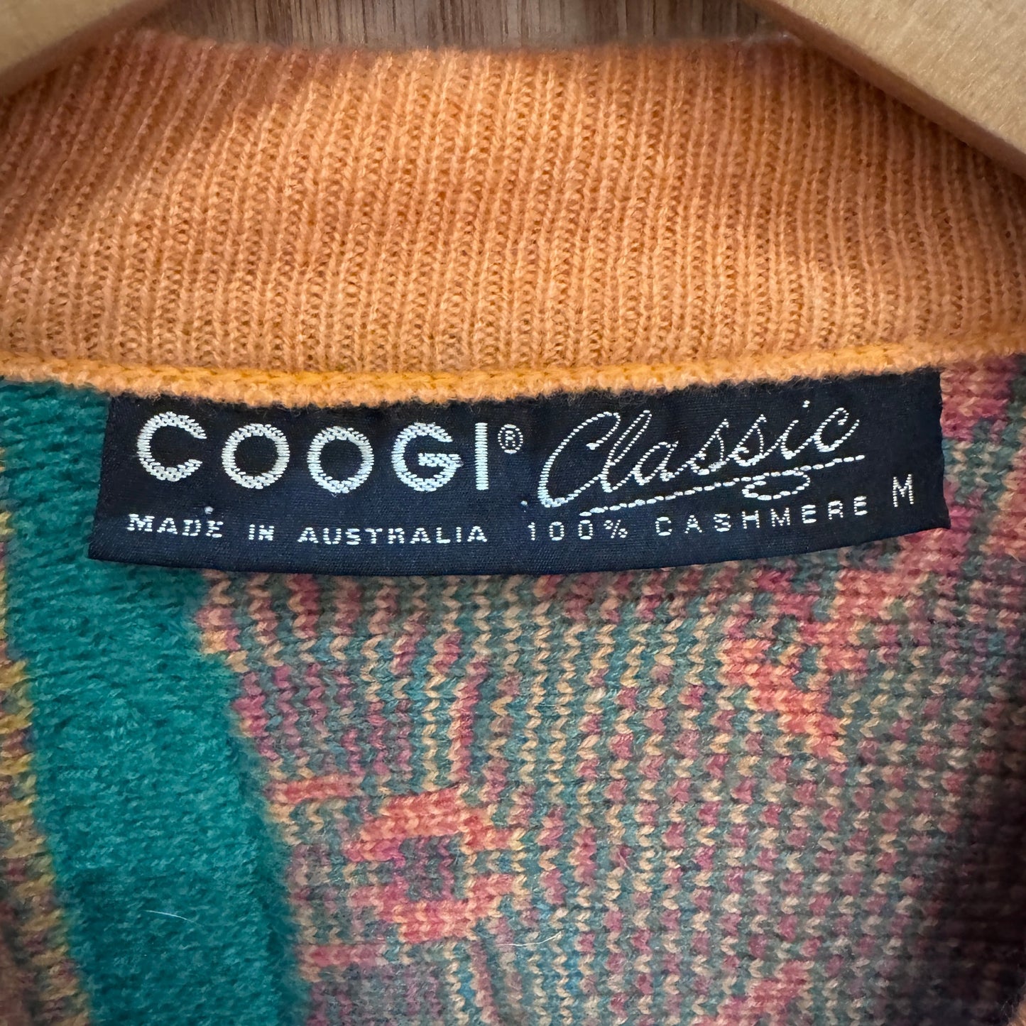 Vintage Coogi Cardigan Sweater 100% Cashmere 1990s Pastel Button Soft M