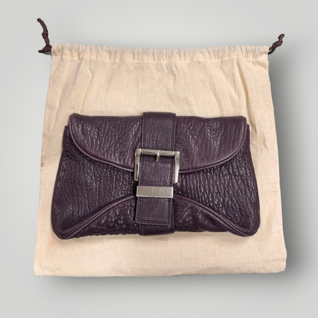 Vtg Y2k Michael Kors Heidi Clutch Genuine Leather Aubergine MSRP $178 Dust Bag