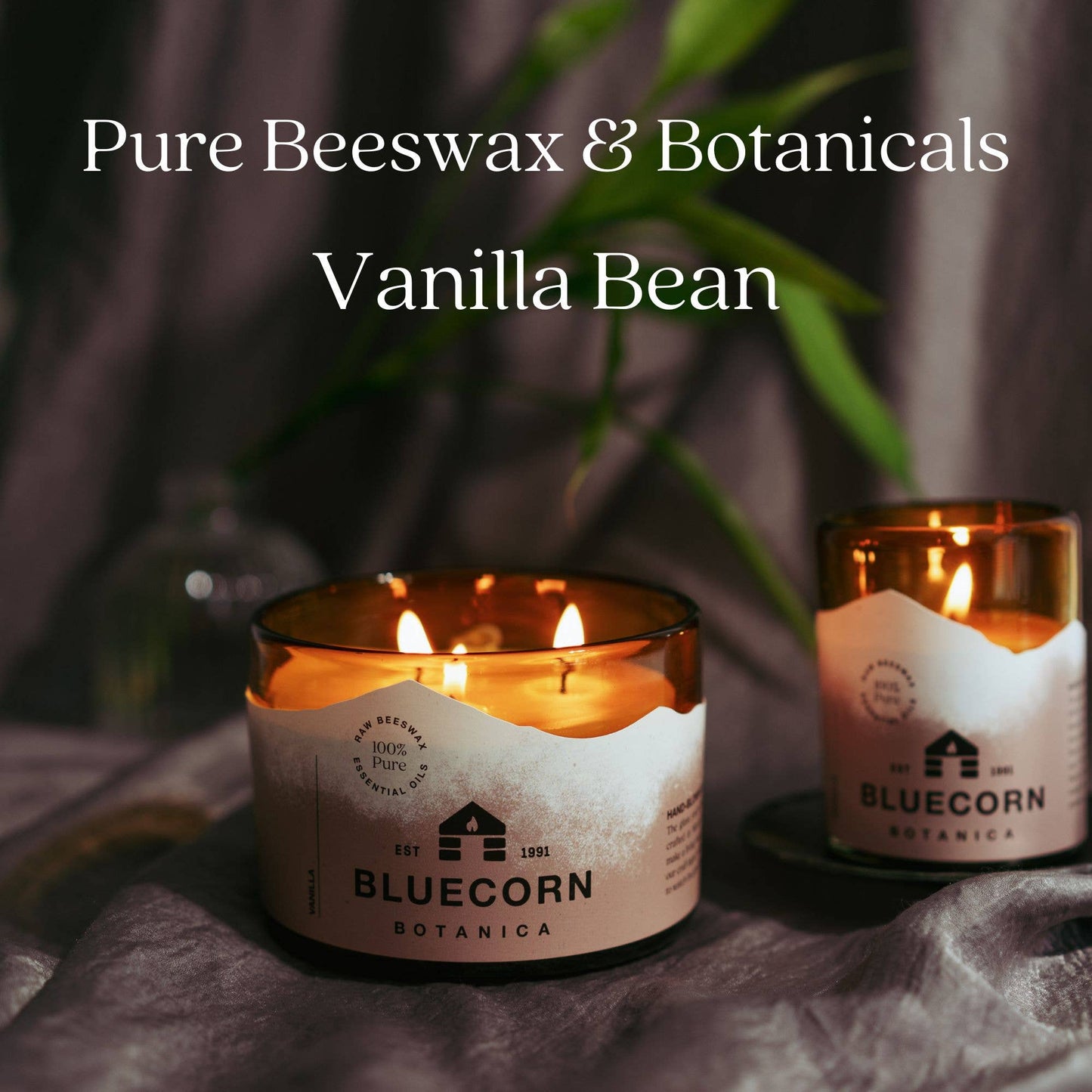 Scented Beeswax Candles - Pure Essential Oils - Blown Glass Holders