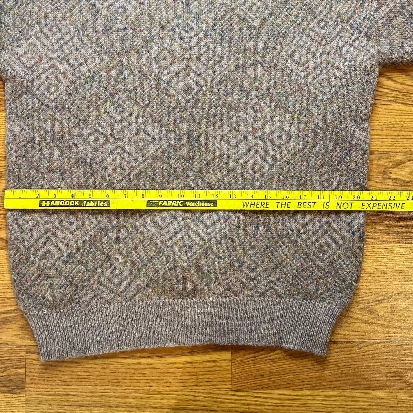 Vintage 1980s Christian Dior 100% Wool Geometric Knit V Neck Sweater Mens Large