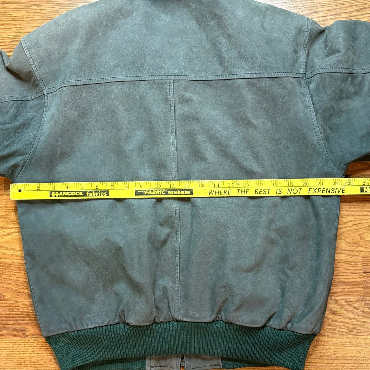 Vintage 1990s Green Leather Bomber Nubuck Lined Men's Medium