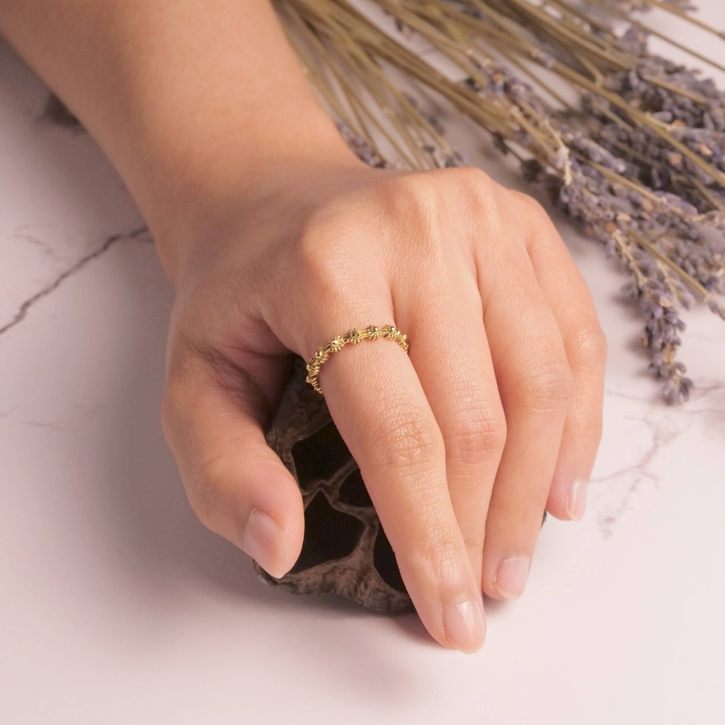 Brass Flower Band Ring - BR183