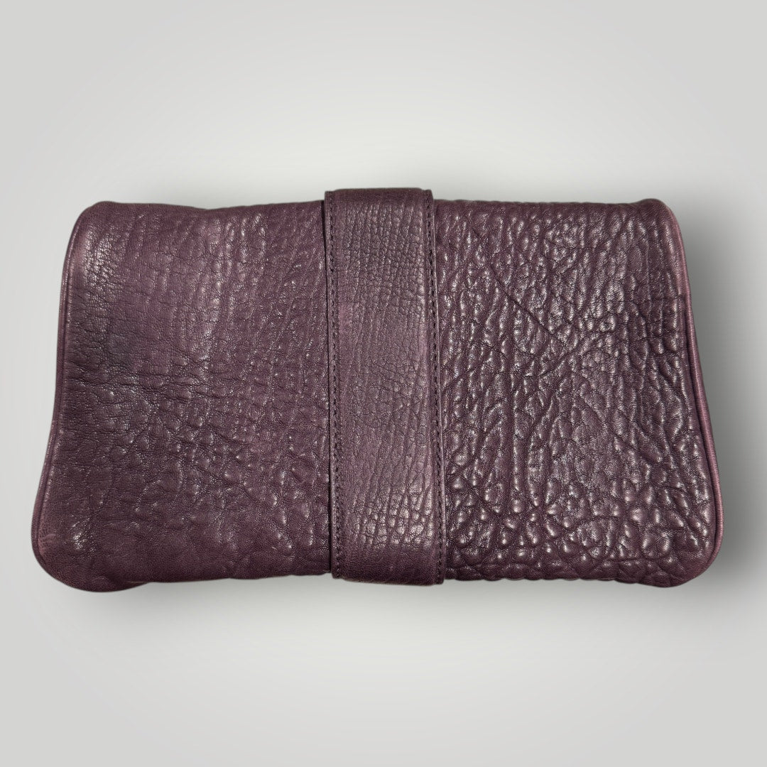 Vtg Y2k Michael Kors Heidi Clutch Genuine Leather Aubergine MSRP $178 Dust Bag