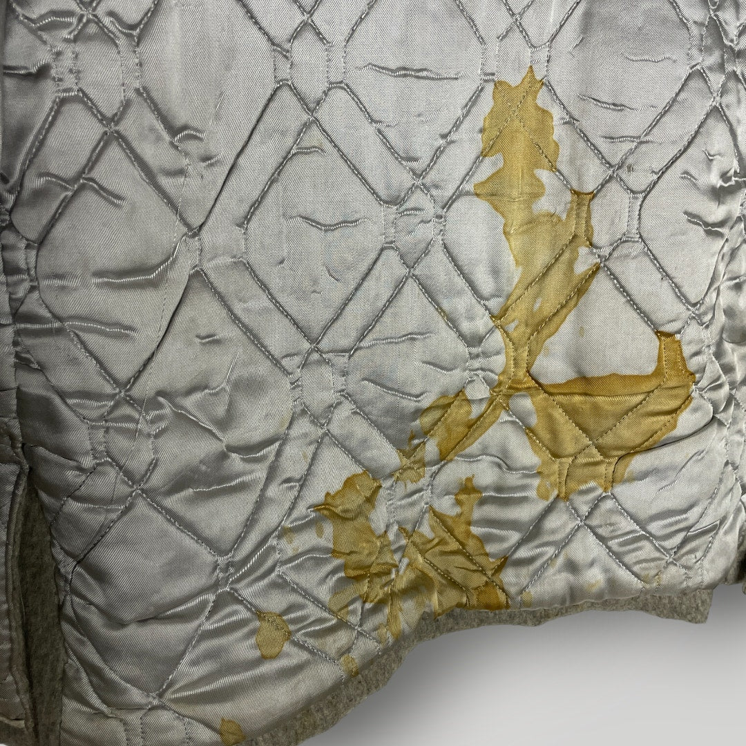 Vintage 1940s King-O-Wear Wool Cashmere Coat Long Gray Leather Buttons Large