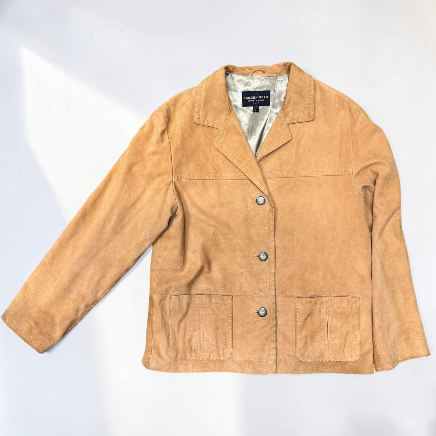 Vtg Golden Bear Suede Jacket Tan Women's Small Coat Blazer Lightweight