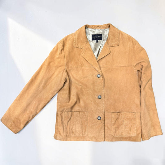 Vtg Golden Bear Suede Jacket Tan Women's Small Coat Blazer Lightweight