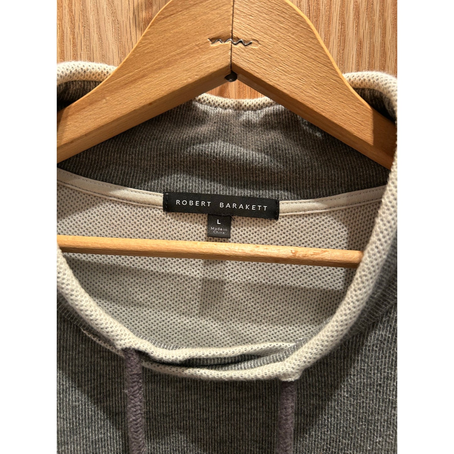 Robert Barakett Sweater Gray Knit Pullover Drawstrings Men's Medium