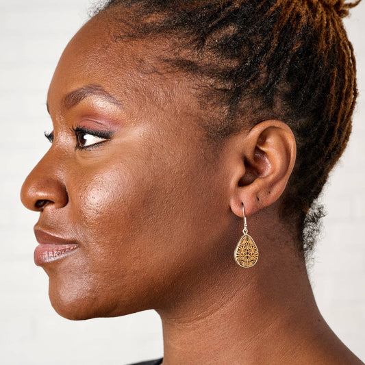 * Carved Gourd Teardrop Earrings