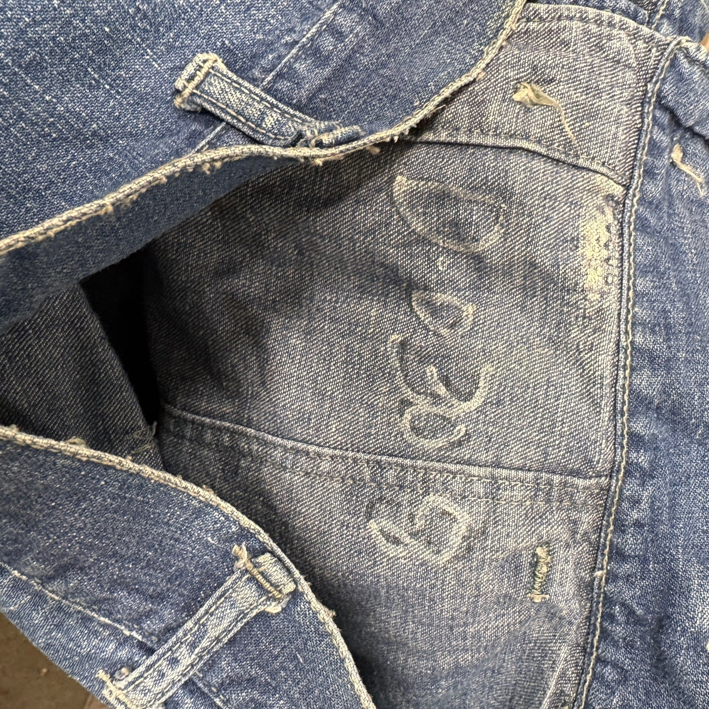Vintage 1940s WW2 US Navy USN Dungarees Utility Trousers Denim Baker Pants 30x32