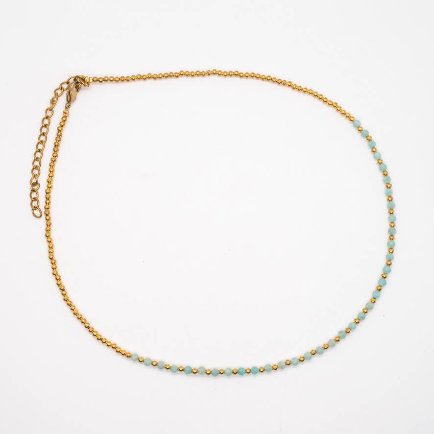 Simple Beaded Faceted Stone Necklace - Great for Layering!