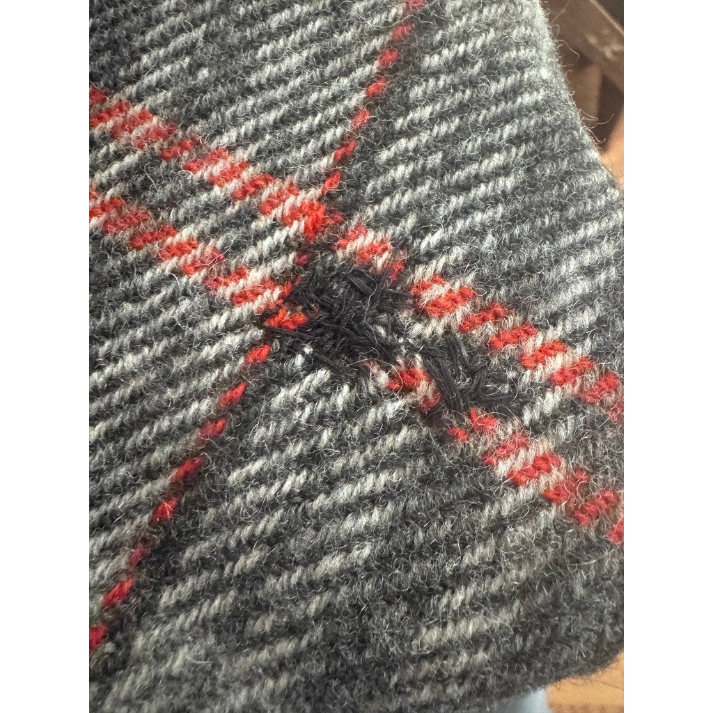 Vintage 1930s Pendleton Wool Blanket Fringe Gray Red 78”x56” Fringed