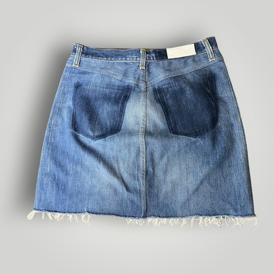 RE/DONE Levi’s Denim Mini Skirt Button Front Raw Hem