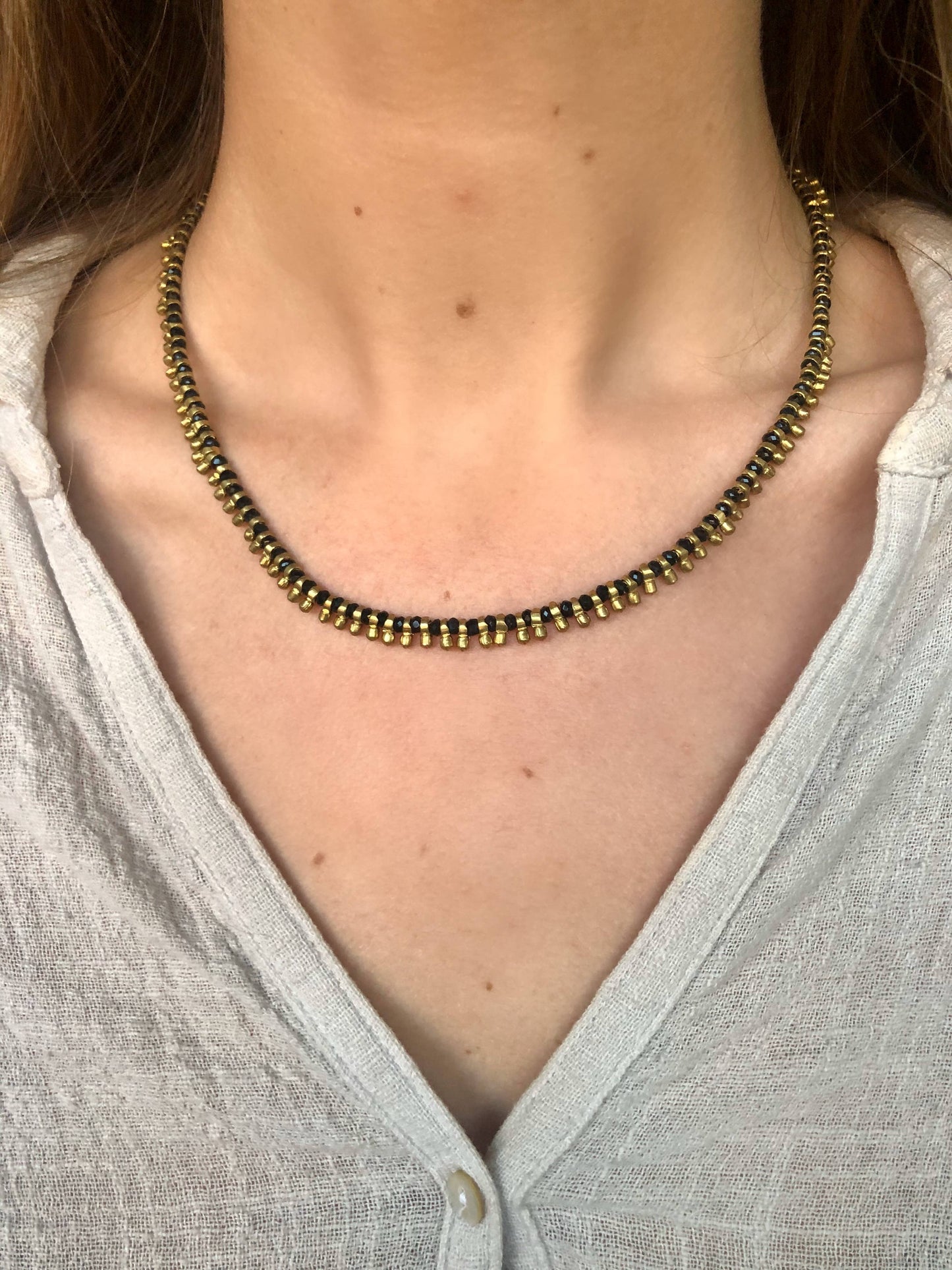 Brass Beaded Short Color Pop Necklace - Best Seller