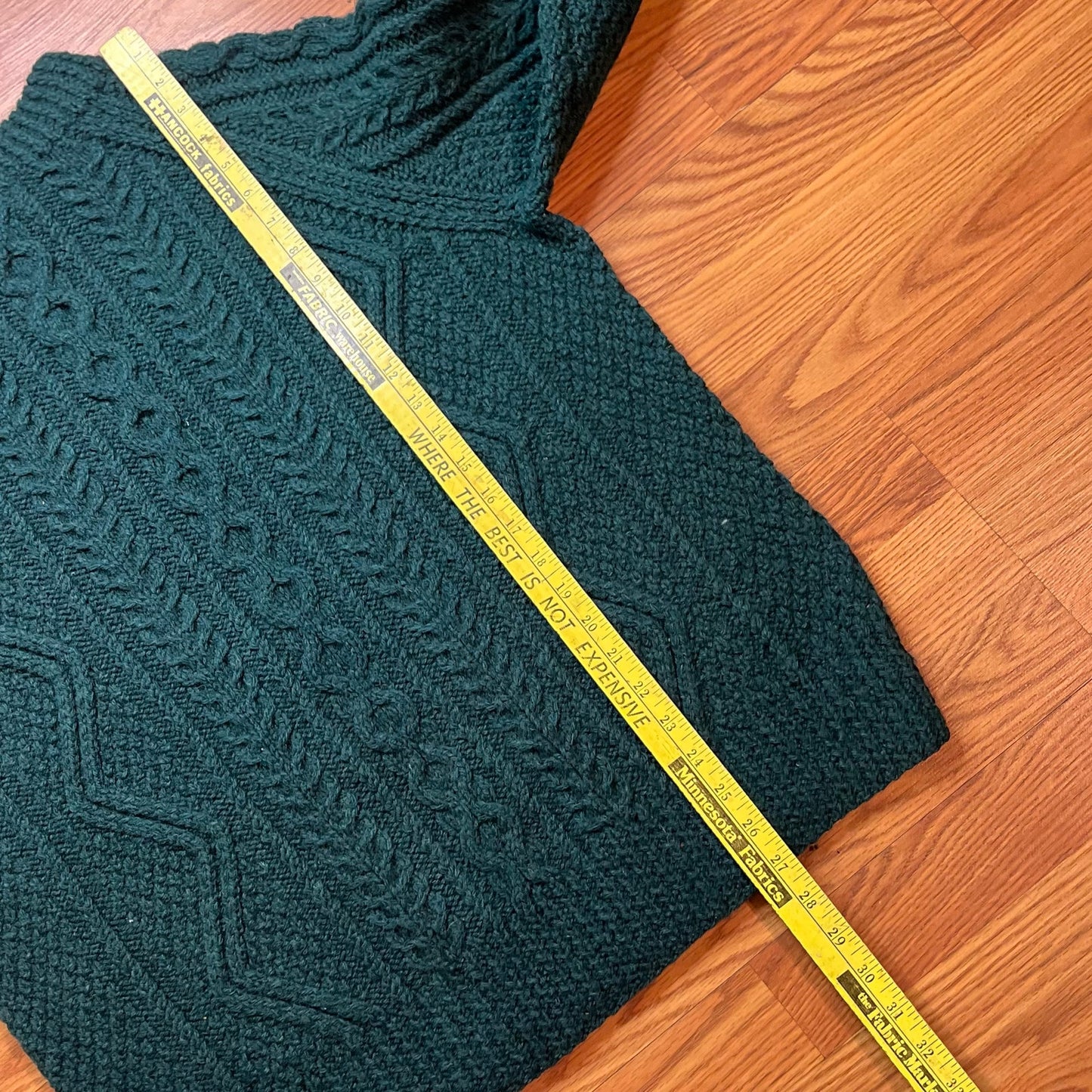 Vintage Handmade Fisherman Sweater Forest Green Mens XL Heavyweight Wool