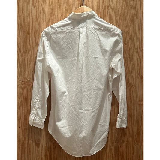 Vintage 1990s Polo Dress White Embroidered Crest Spellout Button Down Shirt L