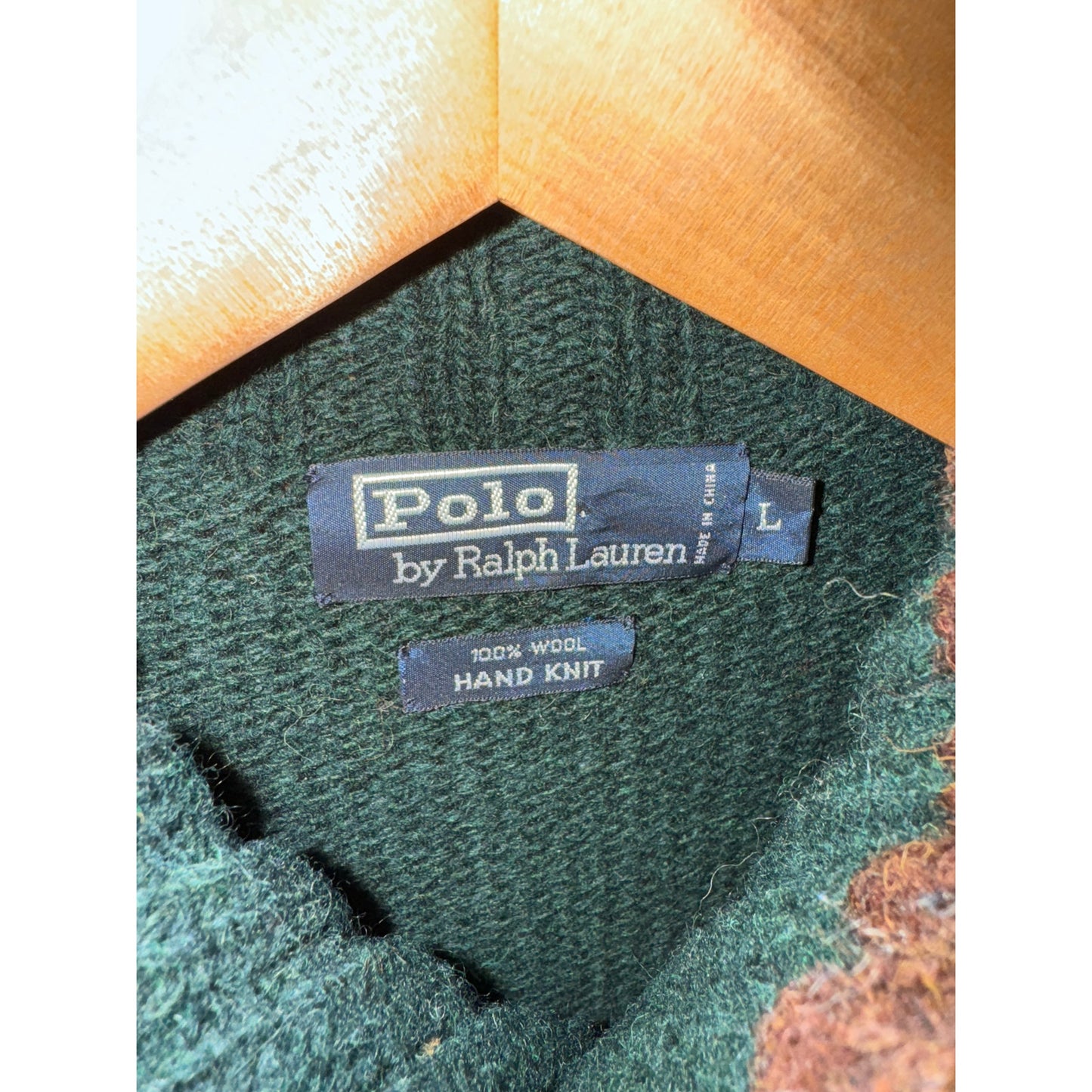 Vintage POLO by Ralph Lauren Wool Skier Pattern Cowichan Knit Sweater Size L