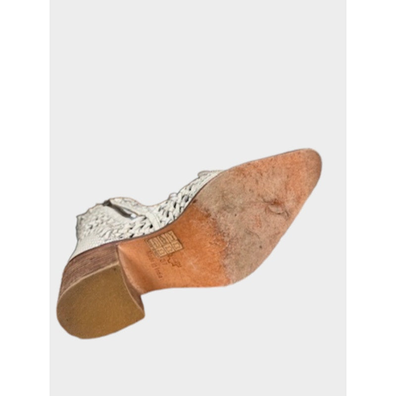 Free People In The Loop Woven Leather Boots Women's 37 6.5 Gray Cream