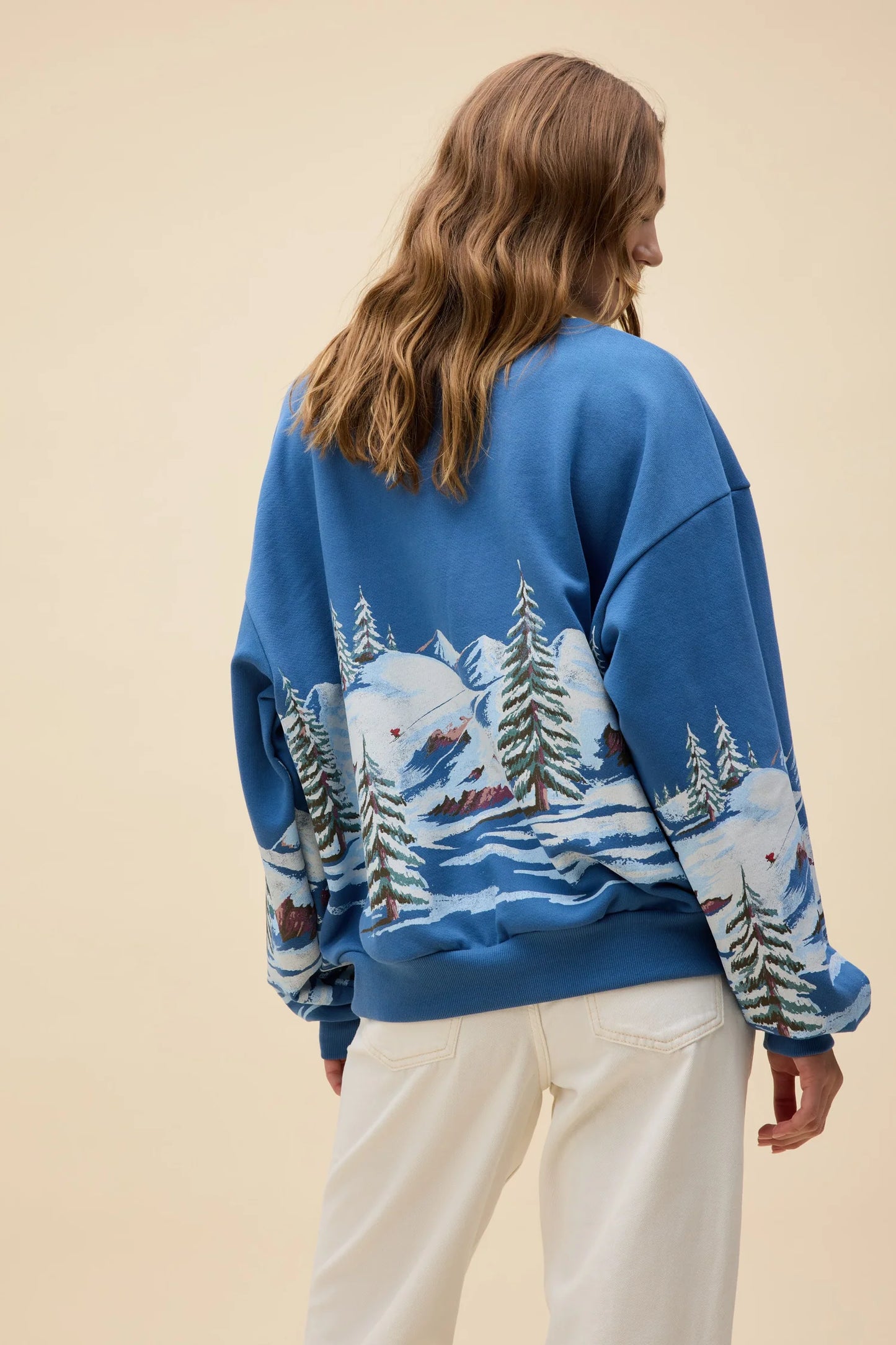 Alpine Ski Scene Oversized Crew Sweatshirt Regular price