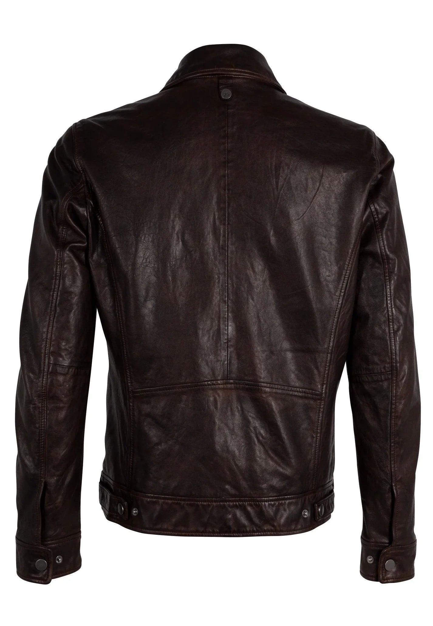 Brown leather jacket on a white background
