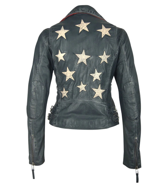 Christy Star Leather Jacket Regular Fit