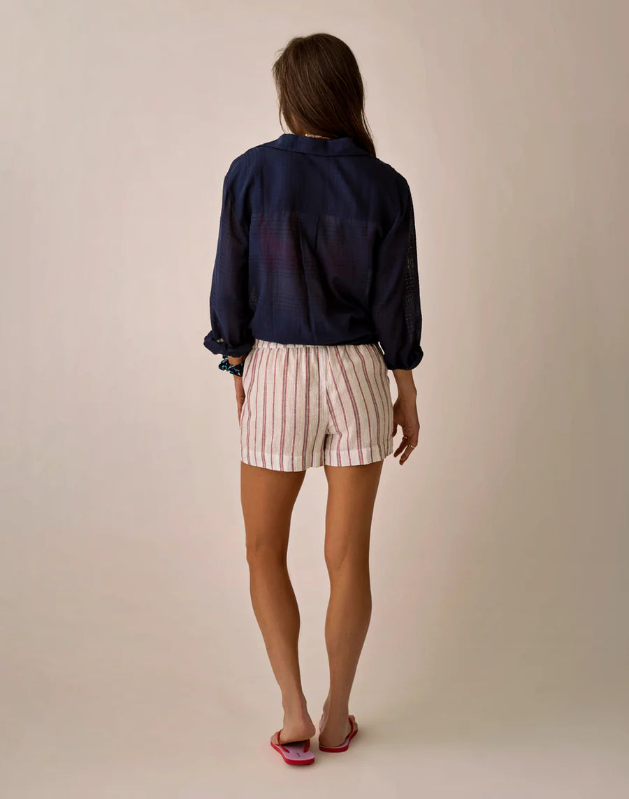 Hellie Linen Short - Kentucky Stripe