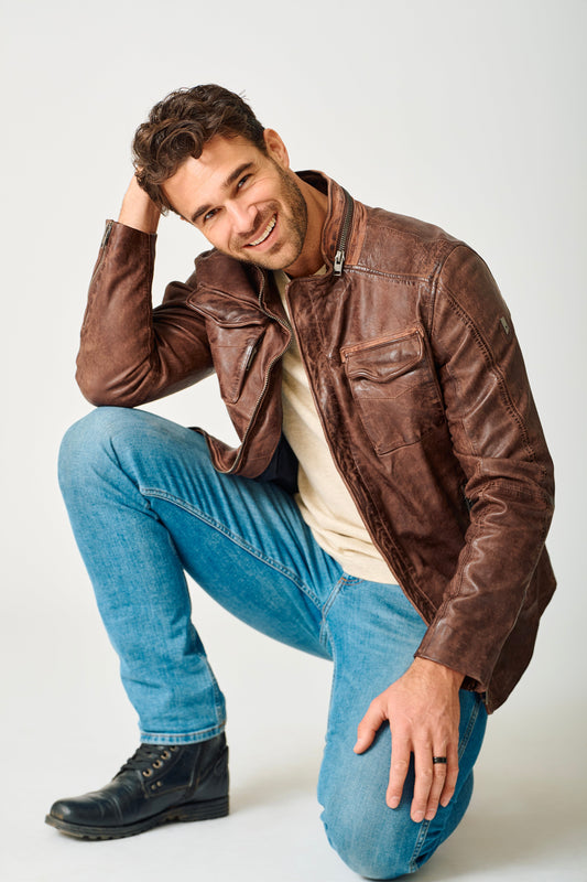 Cove Leather Jacket Dark Brown UF