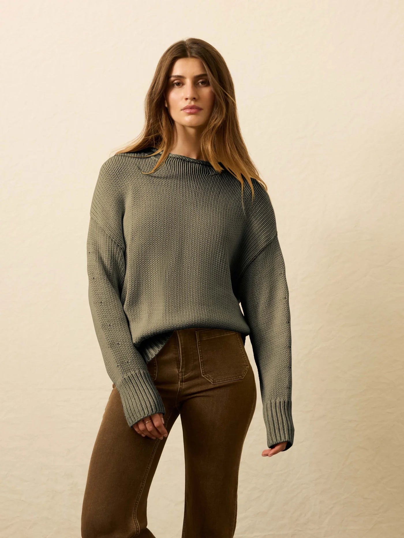 Sunwashed Cotton Roll Neck Sweater