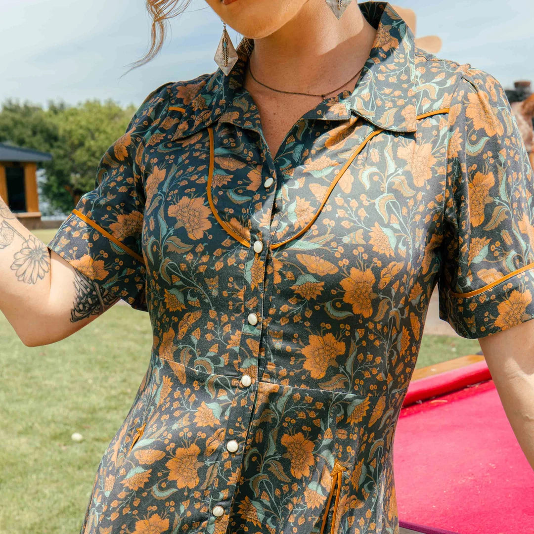 La Dahlia Dress - Copper Floral