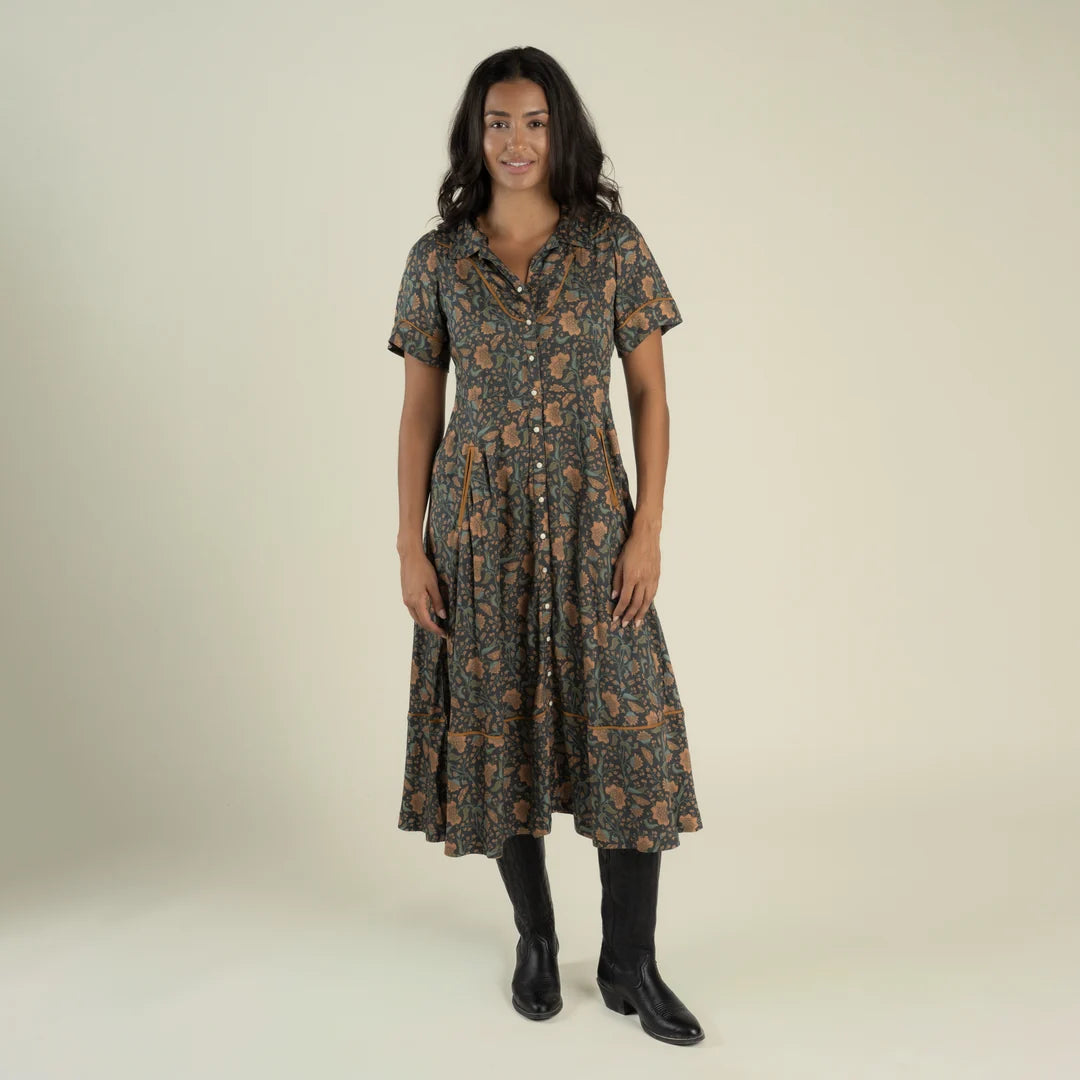 La Dahlia Dress - Copper Floral