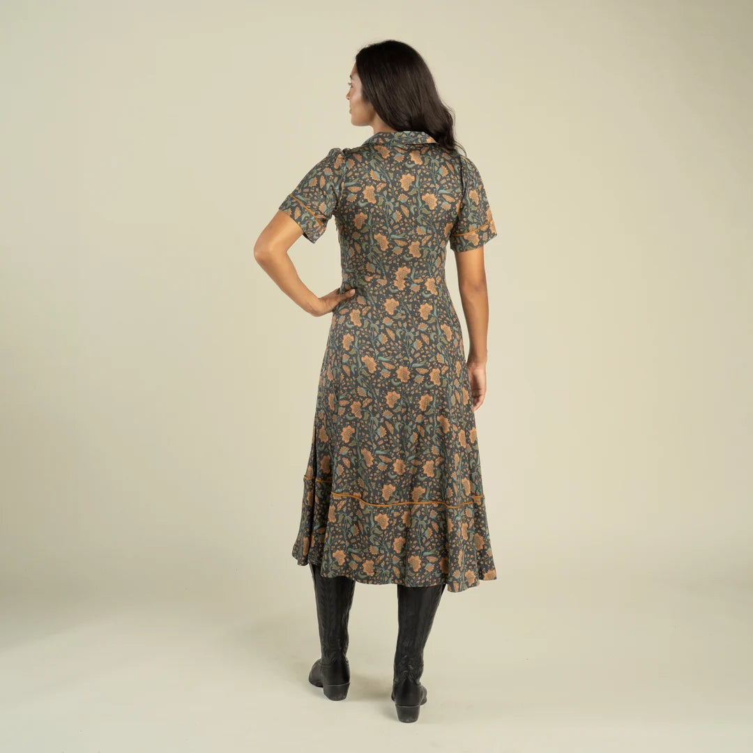 La Dahlia Dress - Copper Floral
