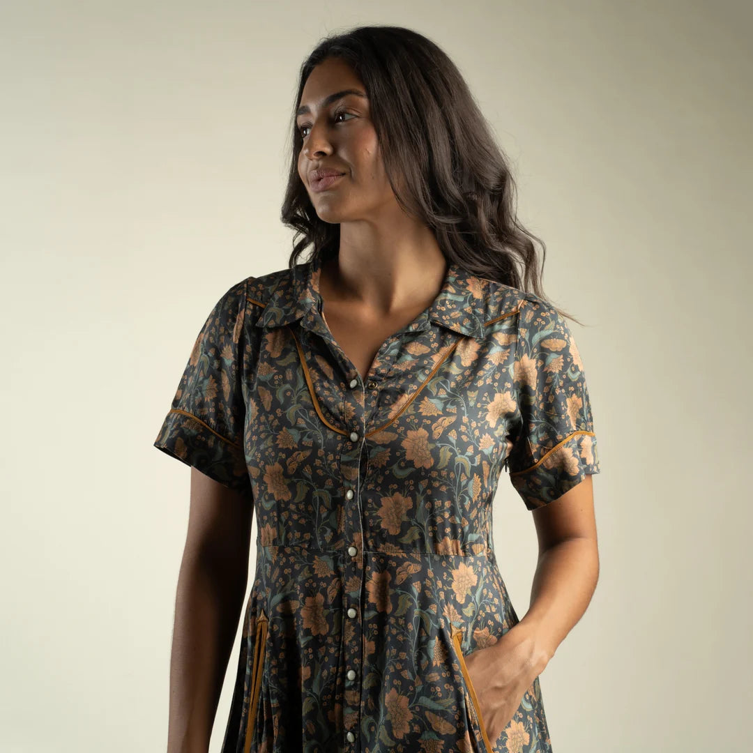 La Dahlia Dress - Copper Floral