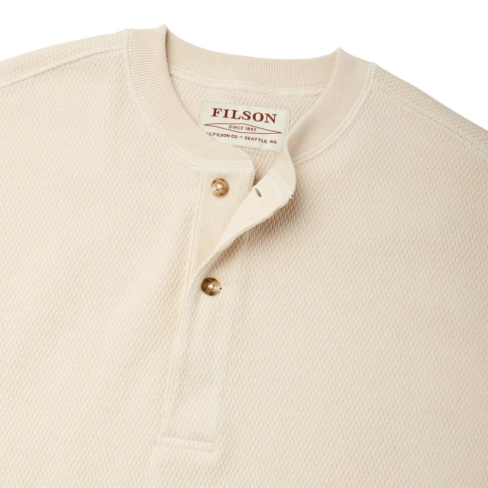 Waffle Knit Henley in Sand