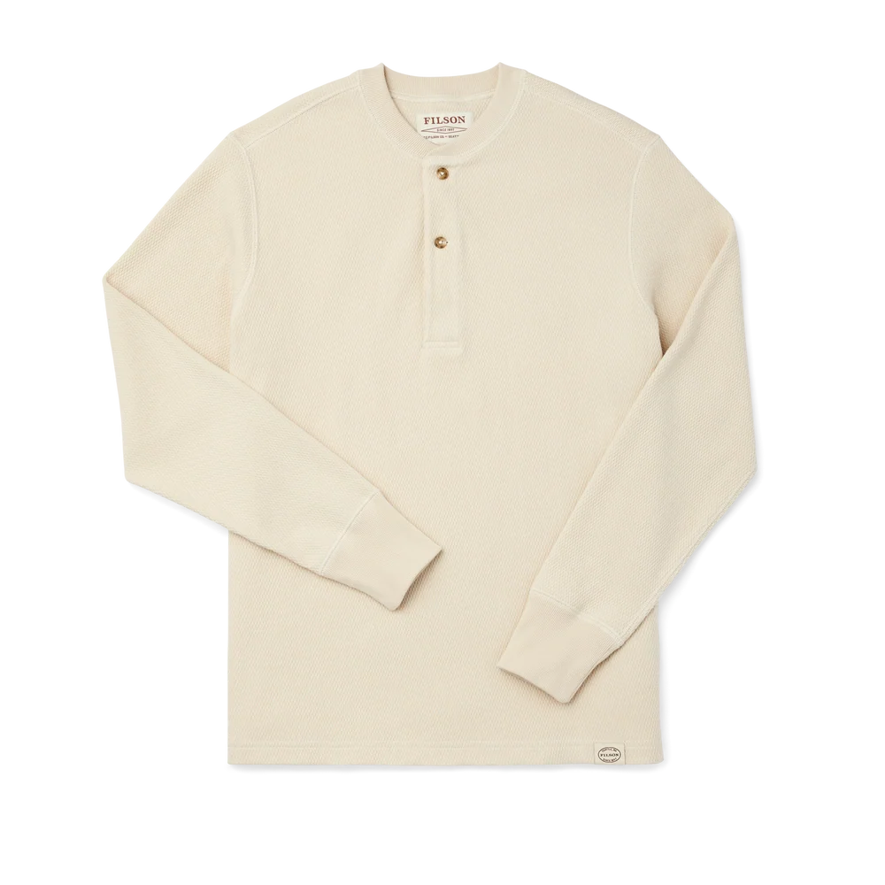 Waffle Knit Henley in Sand