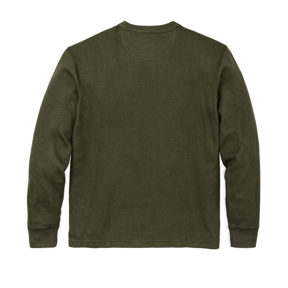 Waffle Knit Thermal Crewneck in Mossy Rock