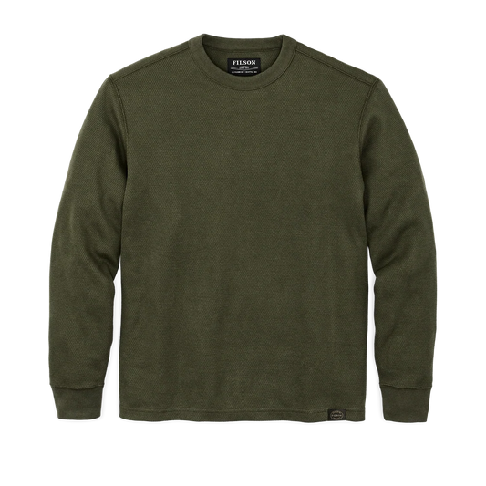 Waffle Knit Thermal Crewneck in Mossy Rock