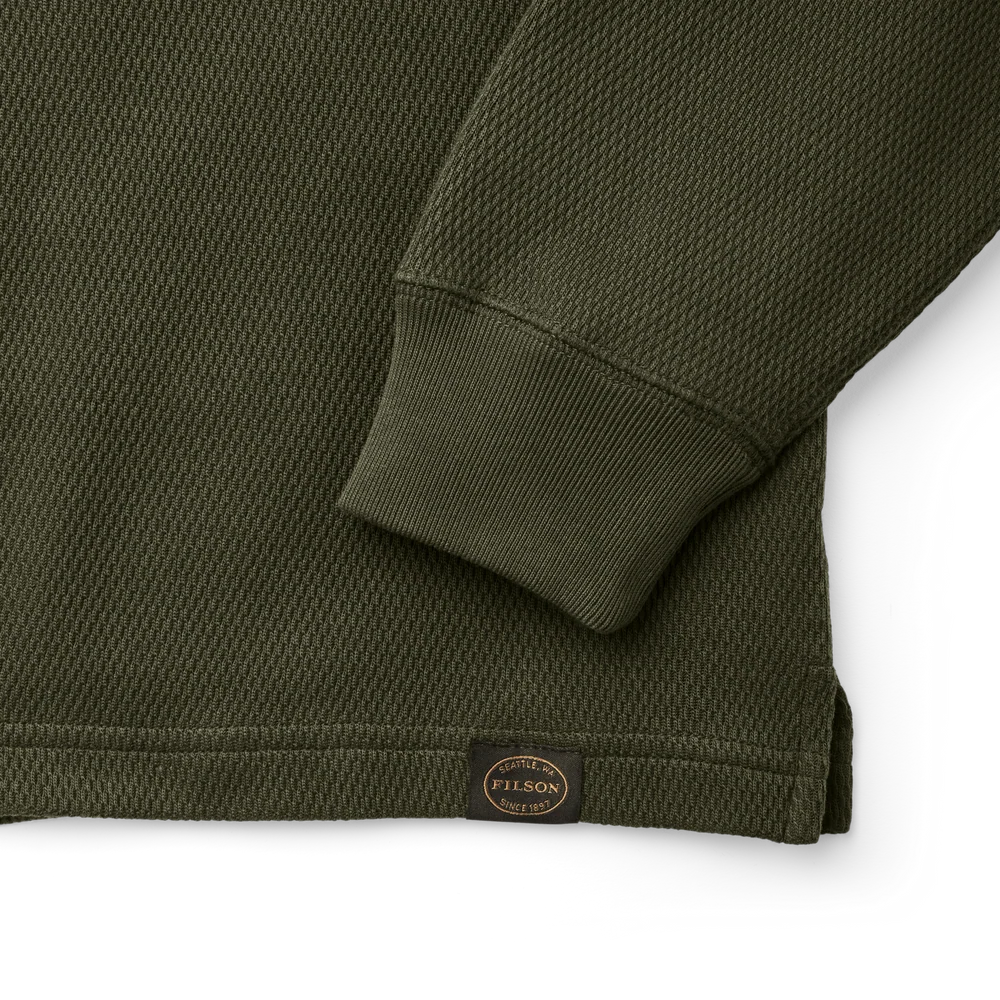 Waffle Knit Thermal Crewneck in Mossy Rock