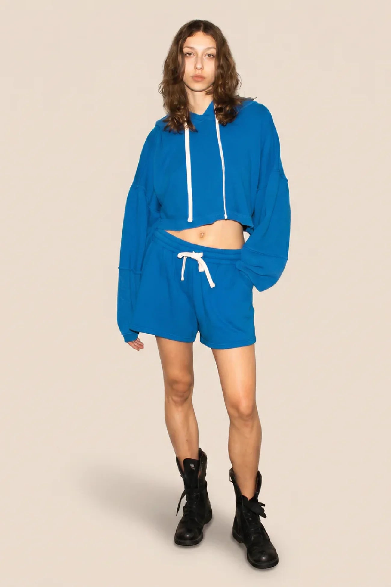 The Bonnie Cropped Hoodie - Cobalt Sz M