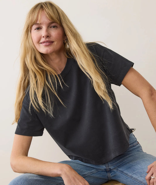 Luxe Sueded Tee in Black