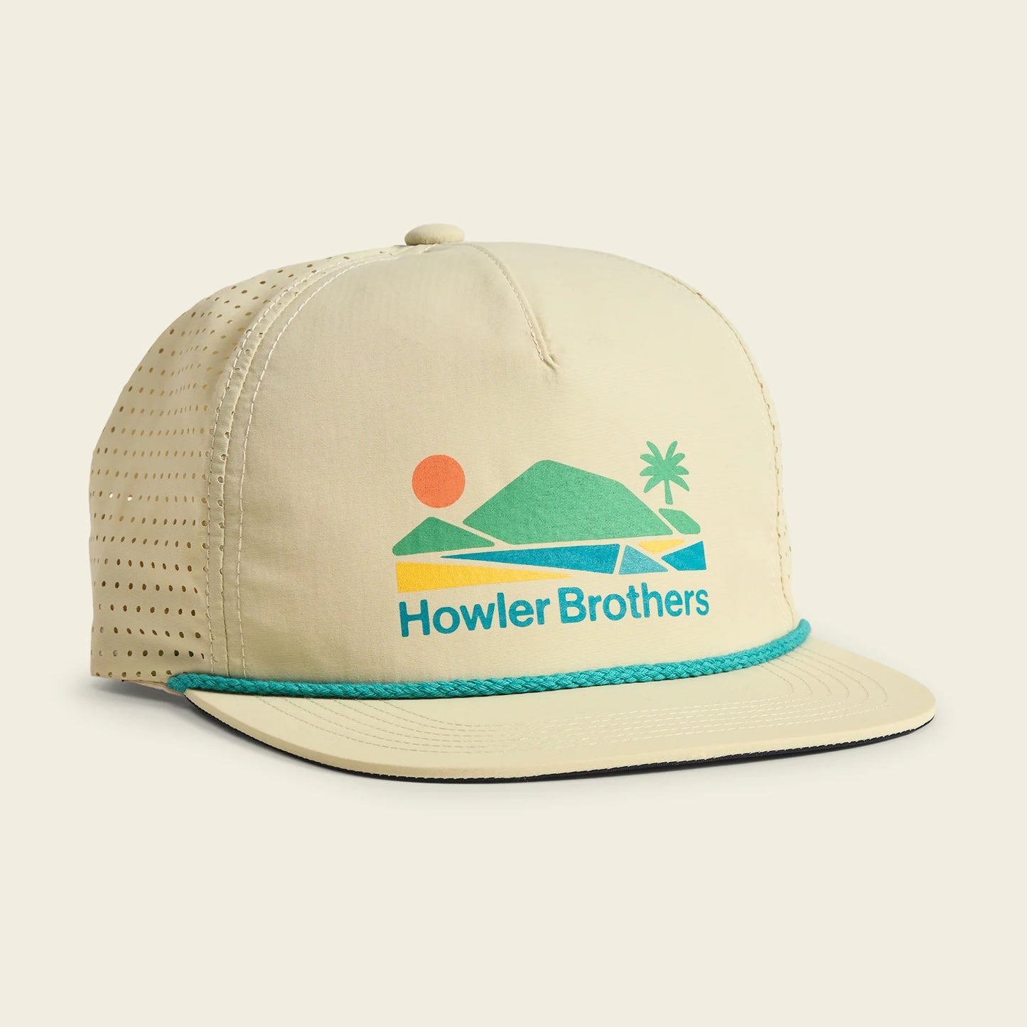Beige cap with Howler Brothers logo on a beige background
