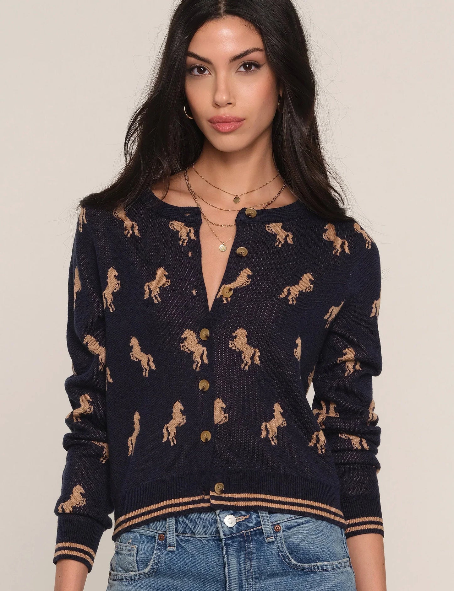 Astra Horse Cardigan in Navy