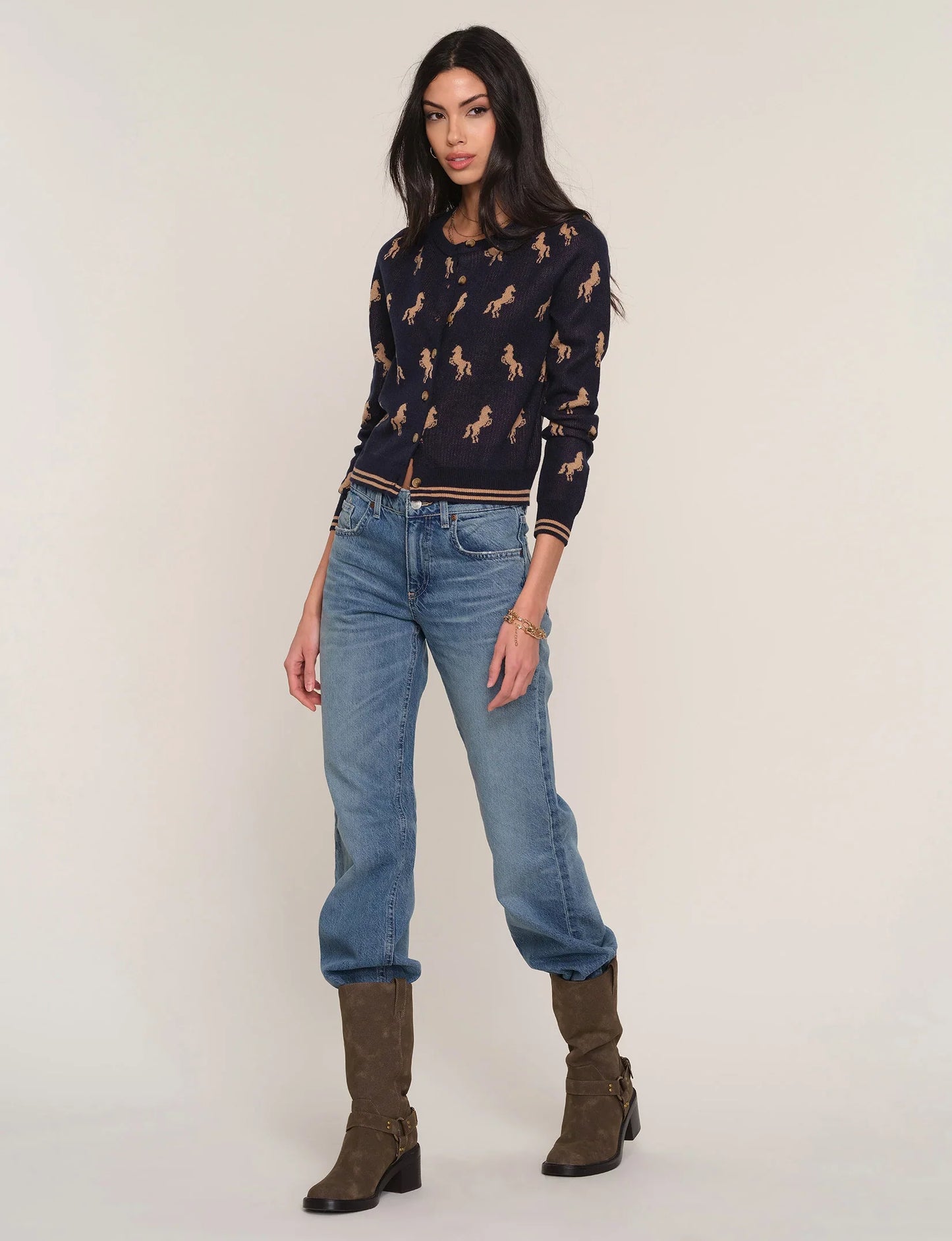 Astra Horse Cardigan in Navy