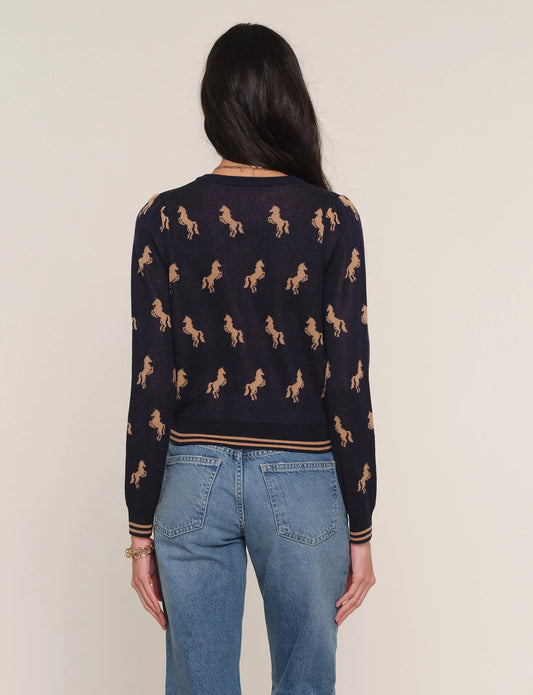 Astra Horse Cardigan in Navy