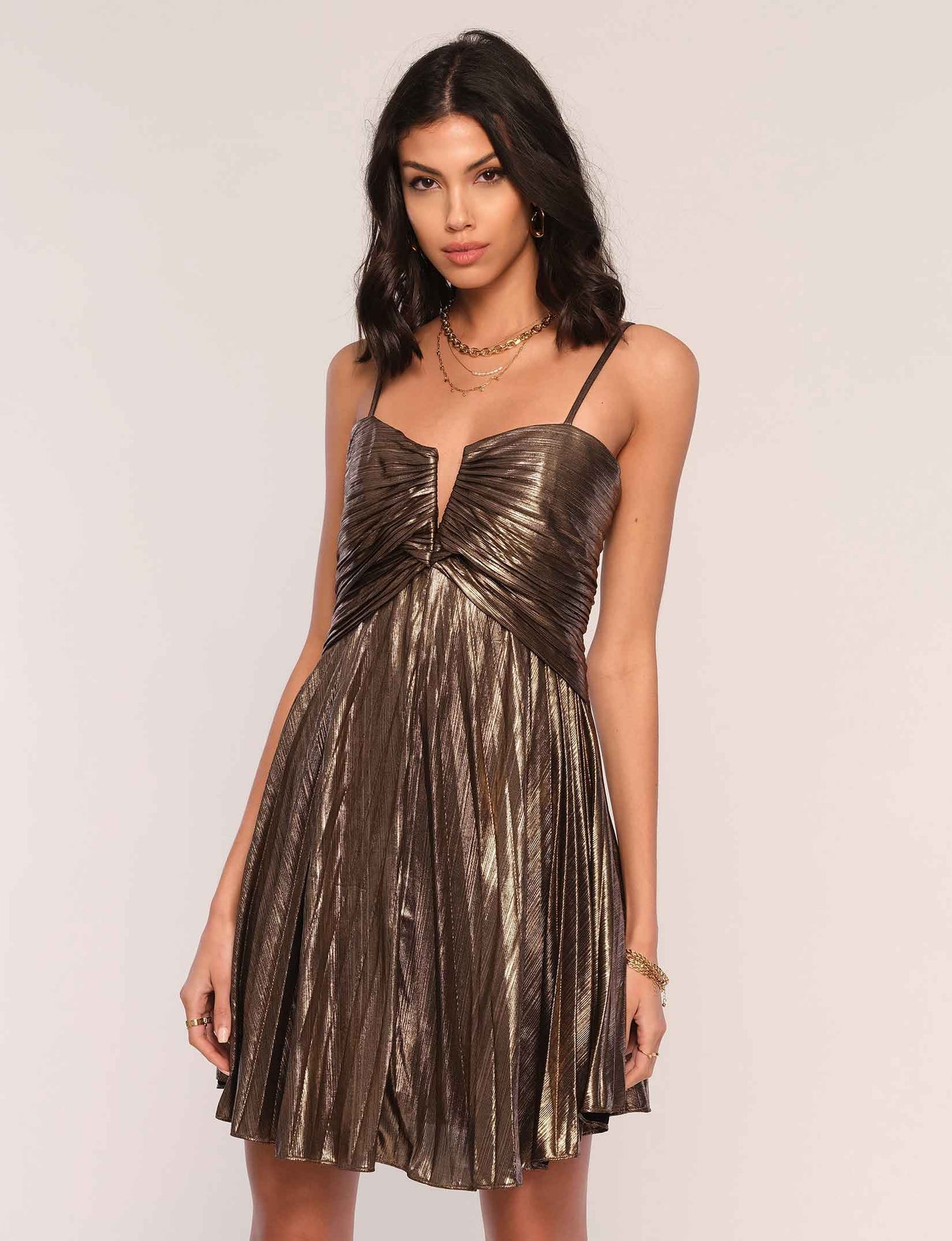 Adele Satin Pleated Dress