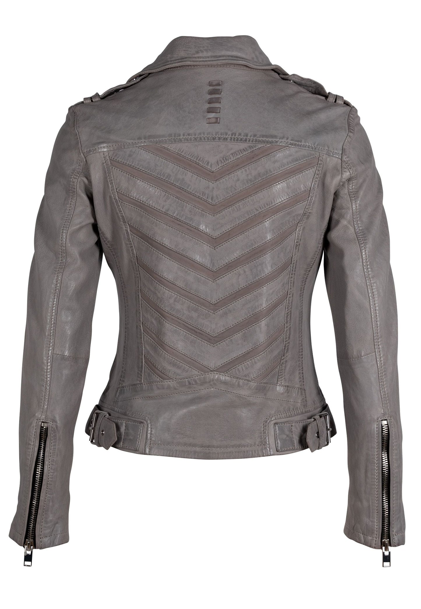 Narin Leather Jacket Light Grey