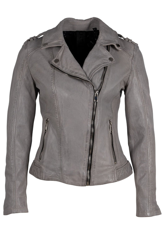 Narin Leather Jacket Light Grey